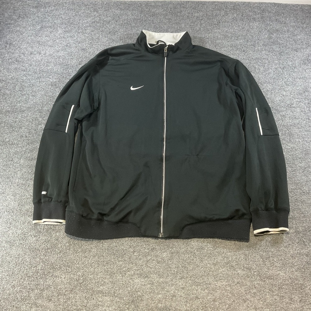 Nike Team Dri-FIT Full Zip Track Jacket Mens XL Black White Swoosh Vintage